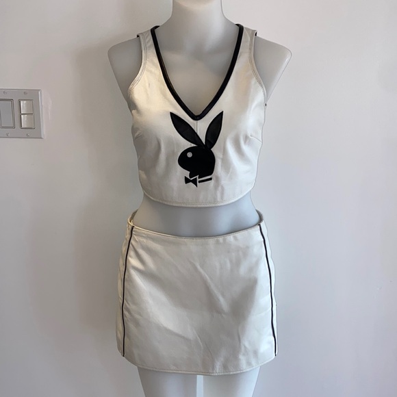 PLAYBOY Dresses & Skirts - White & Black Leather Playboy Set